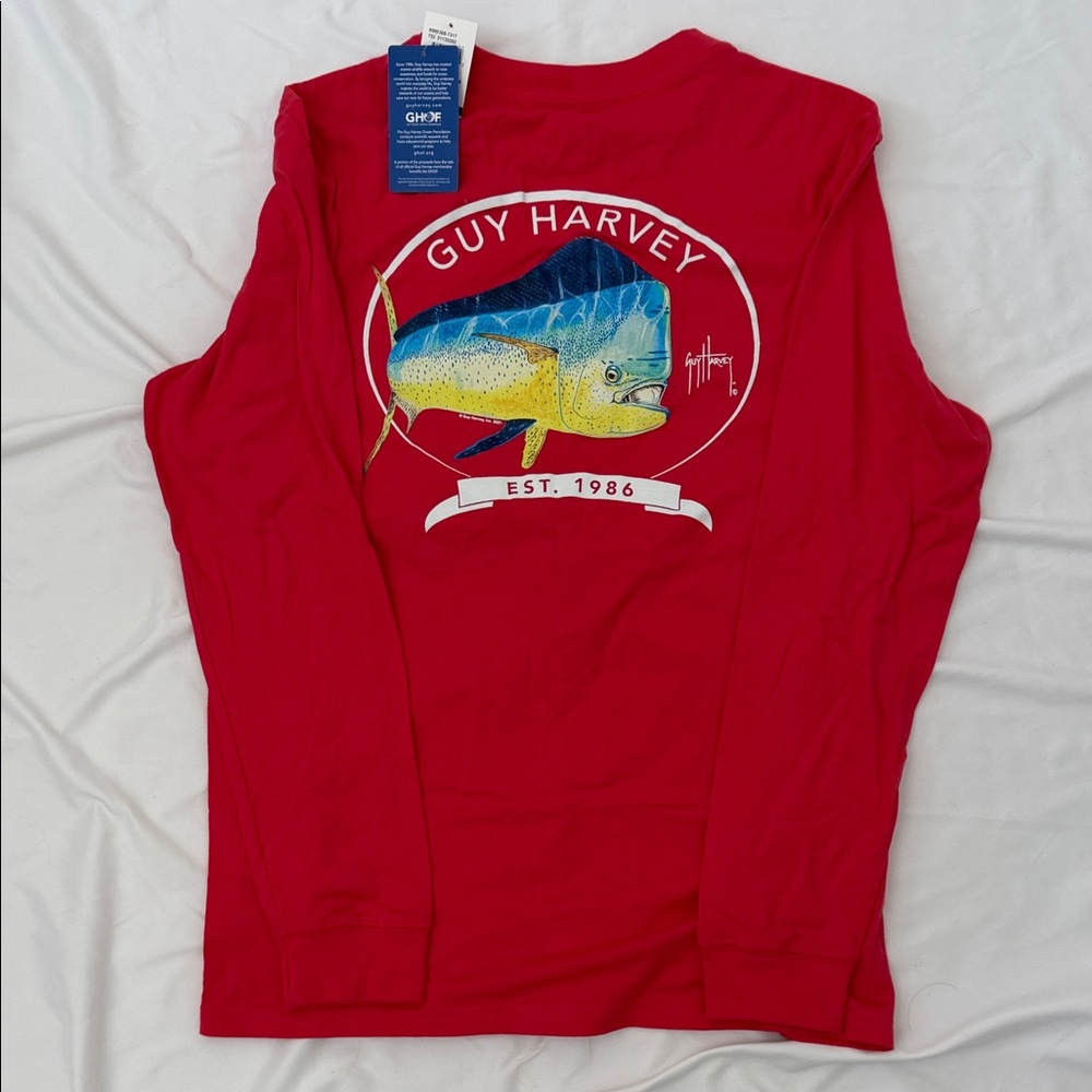 Guy Harvey Neon Red Fishing Shirt